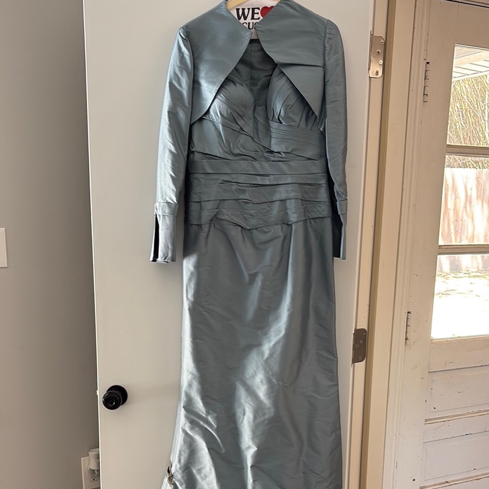 Elegant Blue Women's Dress with Jacket